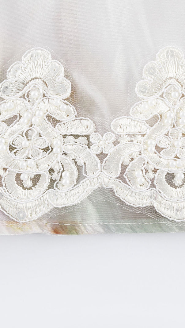 AIIZIE DELPHINE FAUX-PEARL EMBELLISHED MINI DRESS IN NEUTRALS - product image
