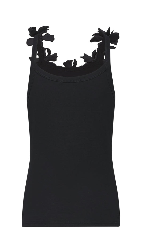 AIIZIE NALINI BLACK FAUX-FLOWER TOP - product image