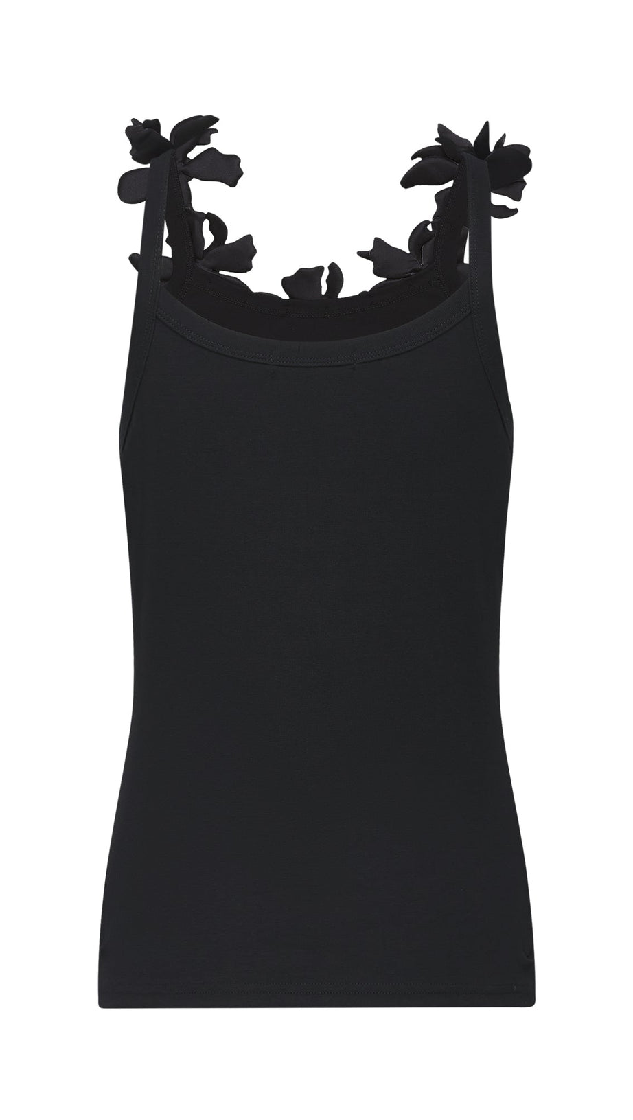 TOP NALINI NERO CON FIORI SINTETICI