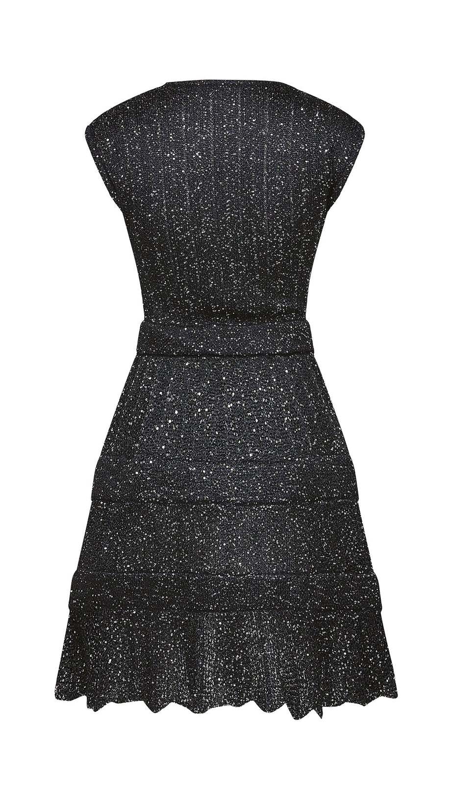 CORDELIA SEQUIN-EMBELLISHED TIERED MINI DRESS
