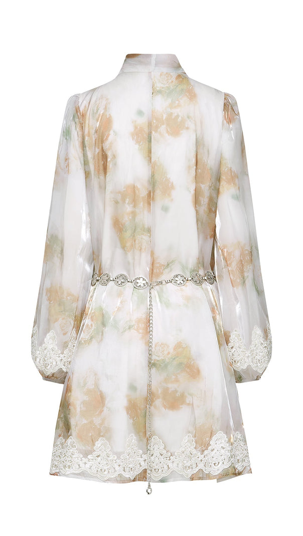 AIIZIE DELPHINE FAUX-PEARL EMBELLISHED MINI DRESS IN NEUTRALS - product image