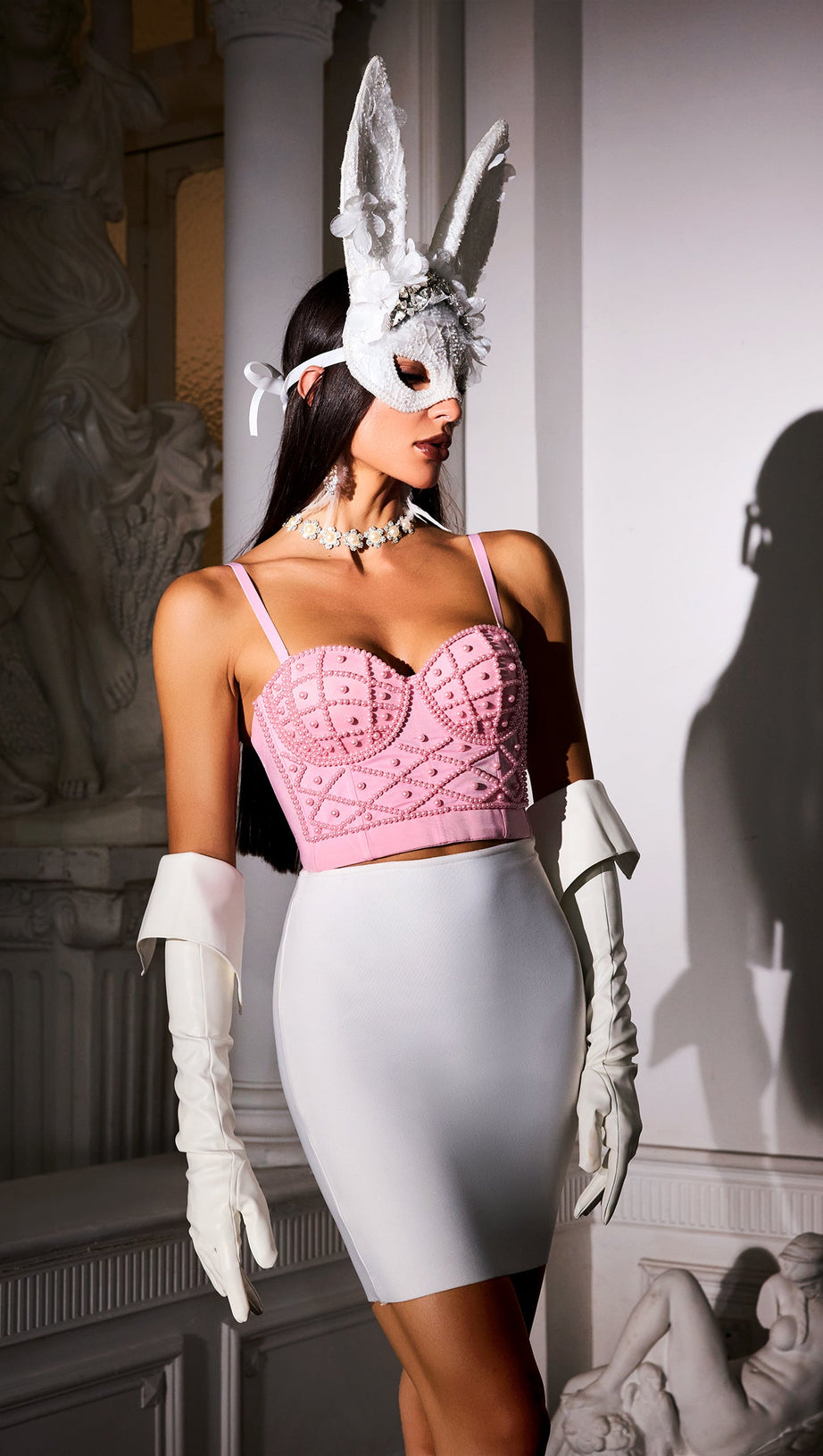 YENEY PEARLS BUCKLED TOP - PINK