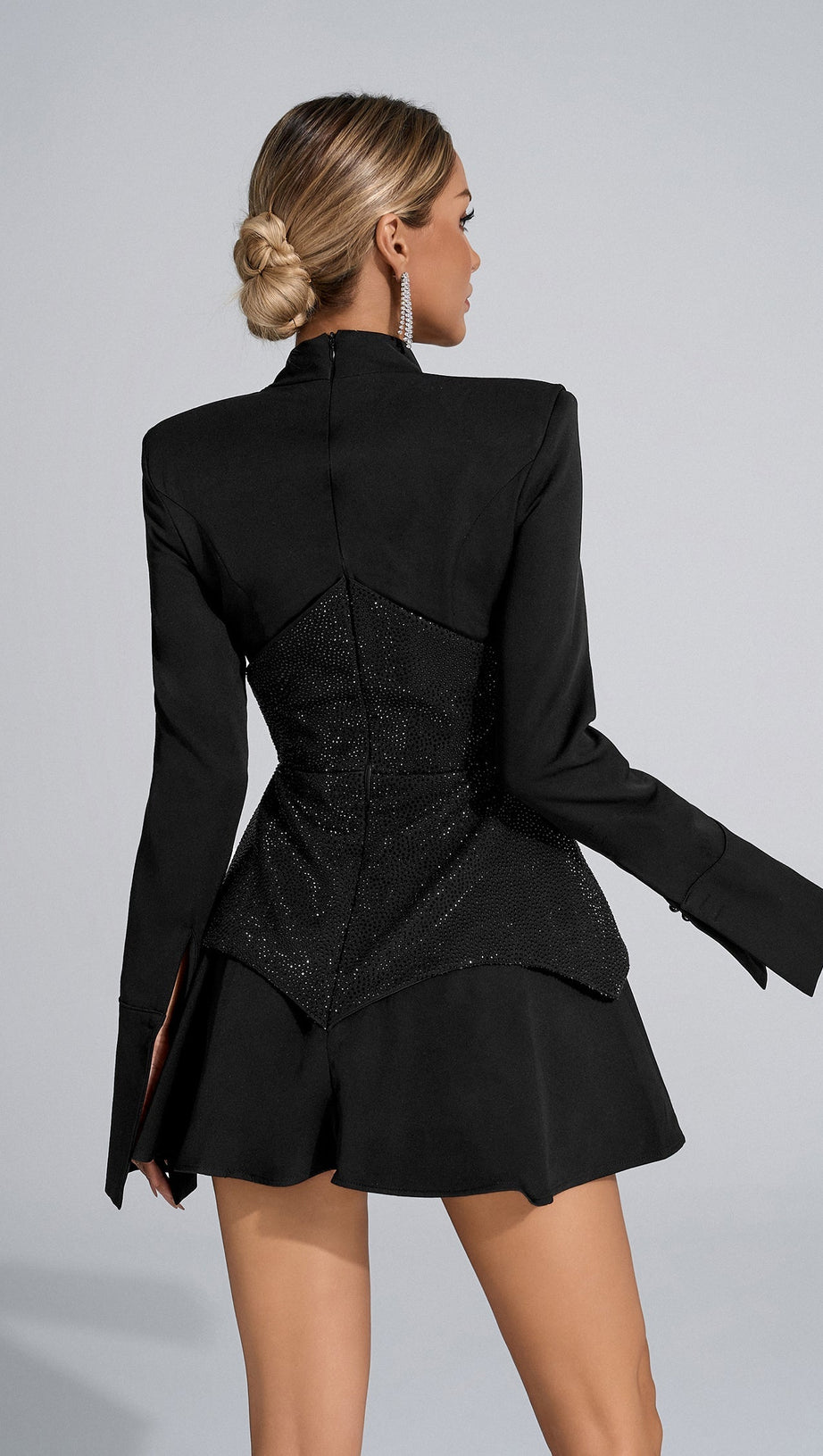 KEILANI BLACK LONG SLEEVE MINI BODYSUIT