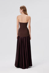 Aura Strapless Gown in Espresso