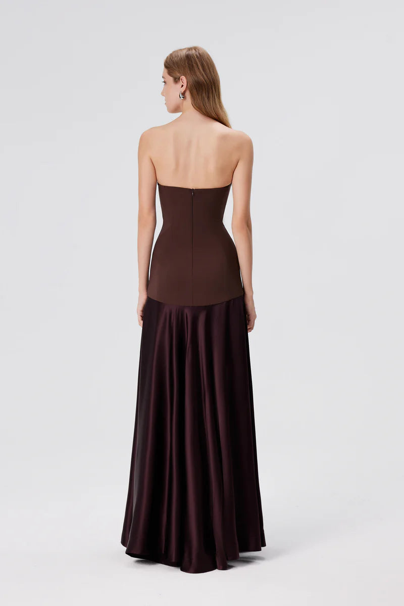 Aura Strapless Gown in Espresso