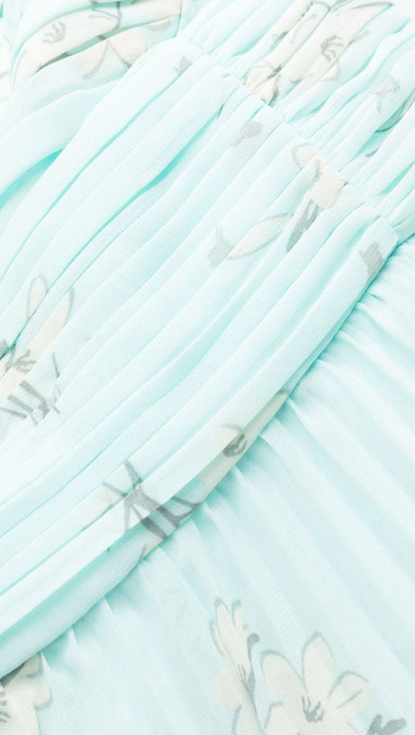 LINDSAY FLORAL-PRINT CHIFFON MIDI DRESS IN BLUE