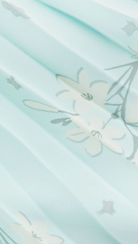 LINDSAY FLORAL-PRINT CHIFFON MIDI DRESS IN BLUE