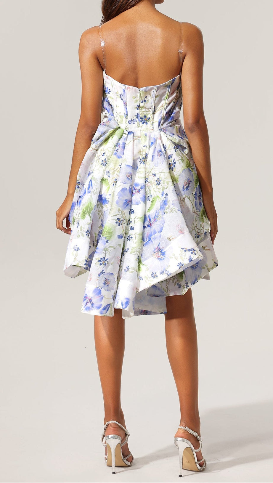 Ärmelloses, asymmetrisches Minikleid mit Blumendruck „Odelia“