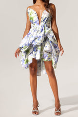 odelia floral print Sleeveless Asymmetrical Mini Dress