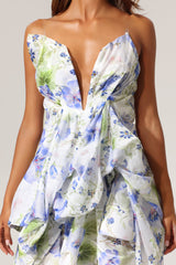 odelia floral print Sleeveless Asymmetrical Mini Dress