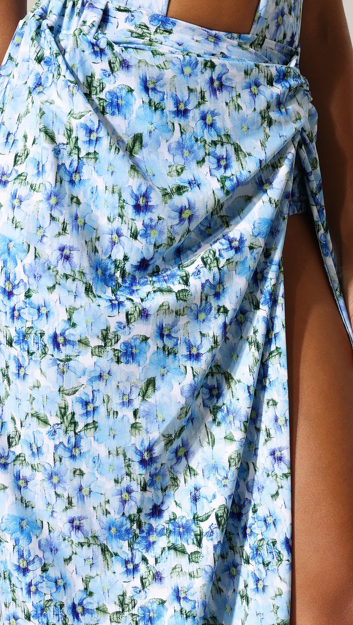 AIIZIE TULIP FLORAL PRINTED HIGH SLIT SWIMWEAR AND SKIRT TWO-PIECE SET - product image