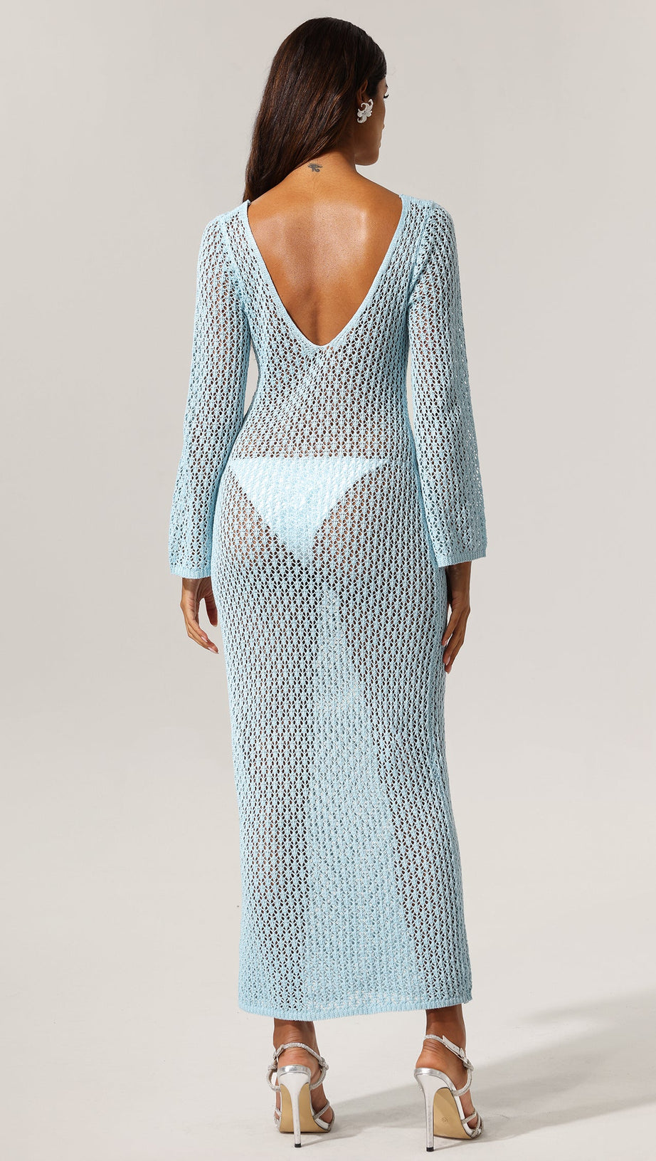 ABITO LUNGO ELLYSON A MANICHE LUNGHE CON INCAVATURA