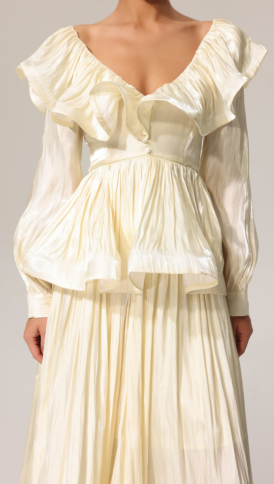 JENNIFER FOLDS V-NECK LONG SLEEVES TOP AND SKIRT TWO-PIECE SET