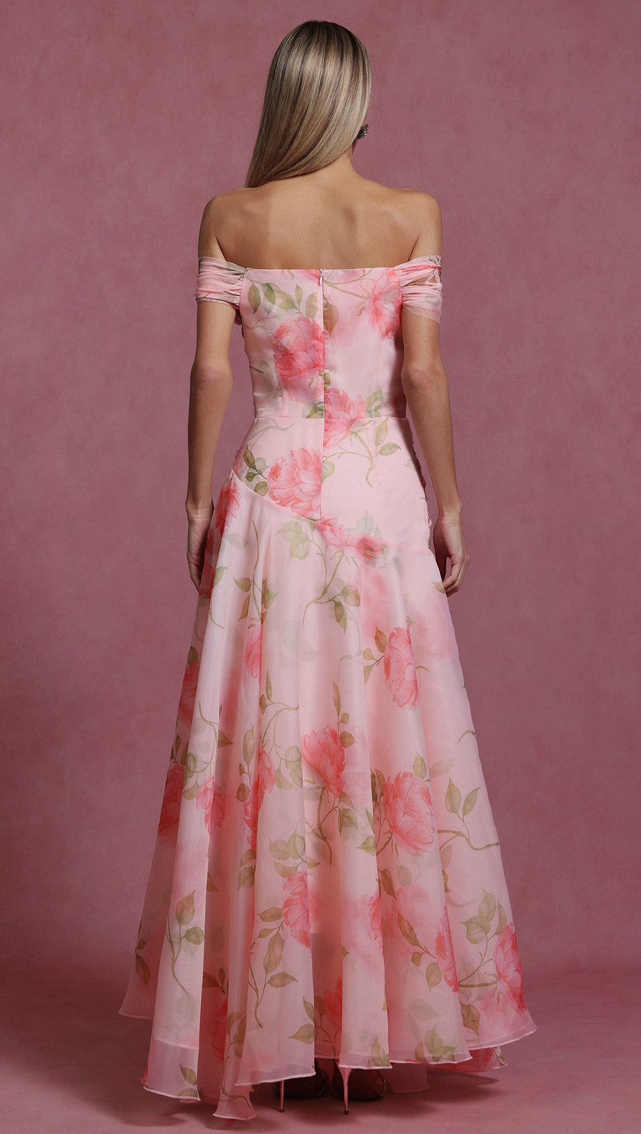 ABITO LUNGO SIMONA SENZA MANICHE CON BALZA E FIORI