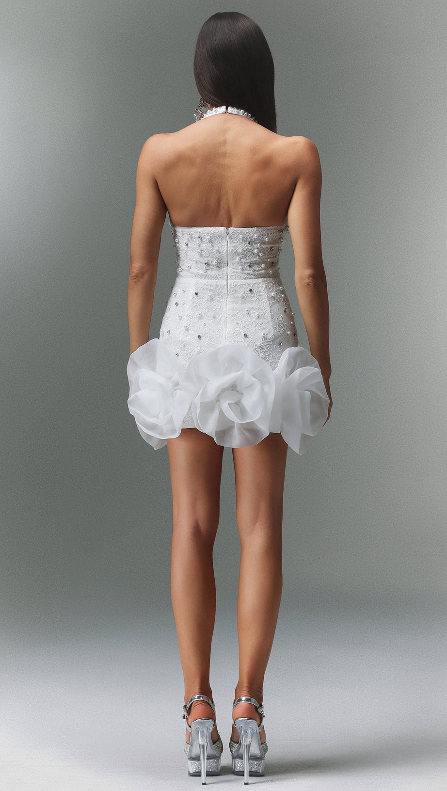 Tove Sleeveless V-neck Diamond Flowers Mini Dress
