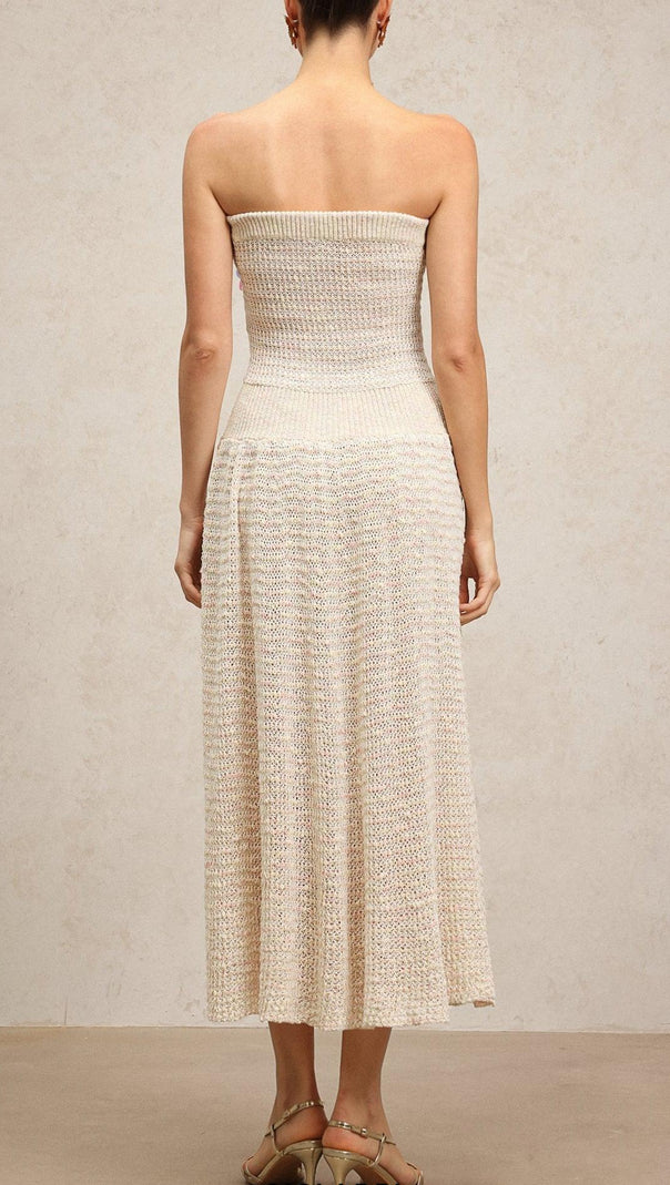 AIIZIE kimberley beige off-shoulder Sleeveless sequin jersey Maxi Dress - product image