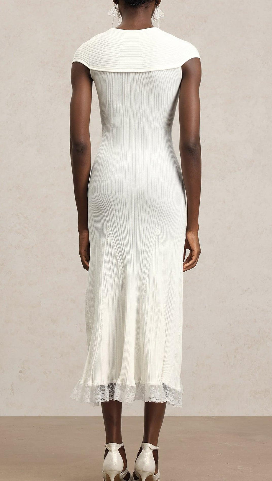 Rcia Sleeveless Lace Hollow Out Bandage Midi Dress
