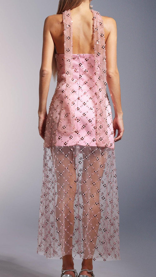 AIIZIE ALBERTA STRAPLESS SEQUINS PEARL MINI DRESS IN PINK - product image