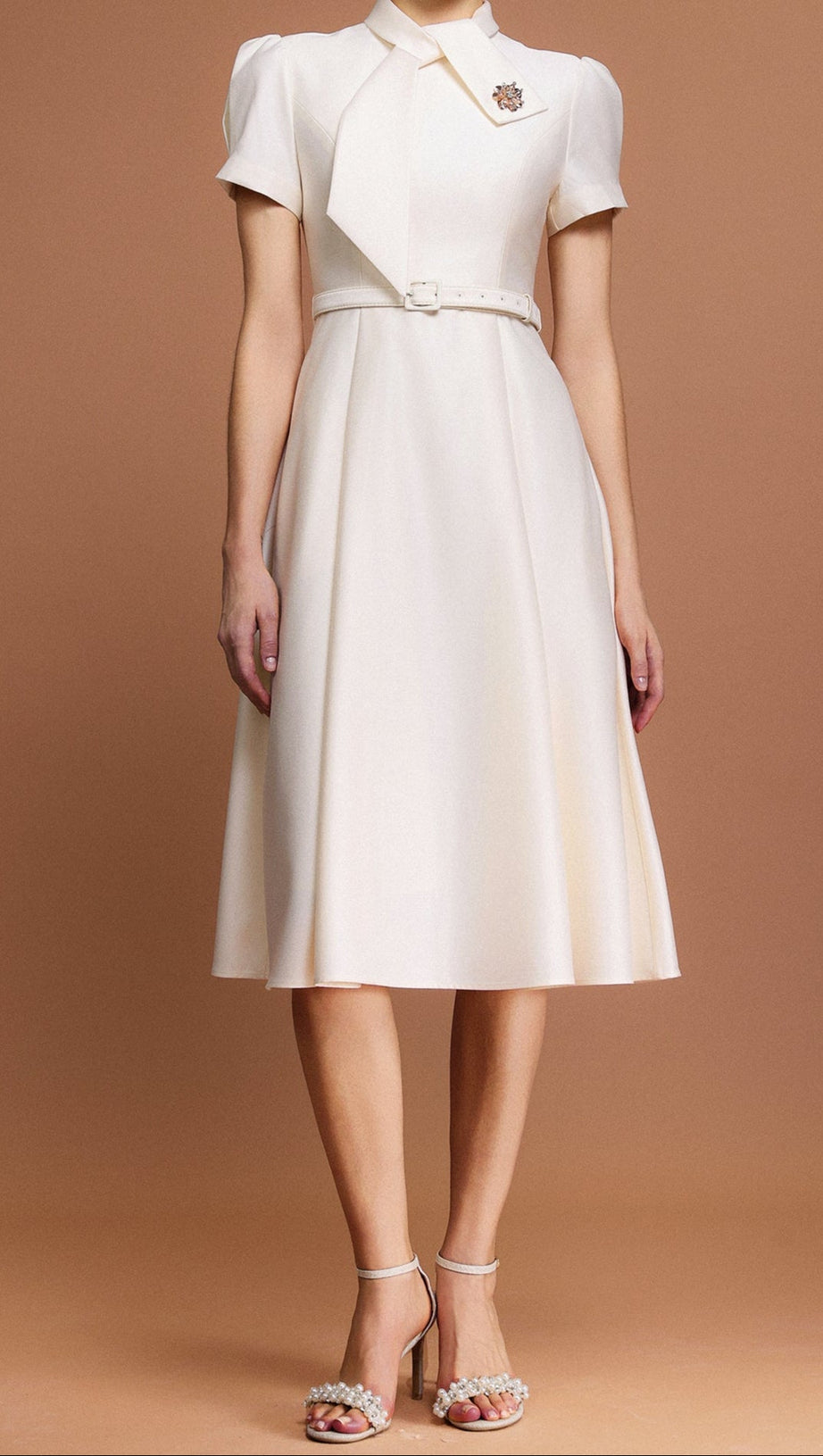 JOSEPHINE SHORT SLEEVES DIAMOND MIDI DRESS