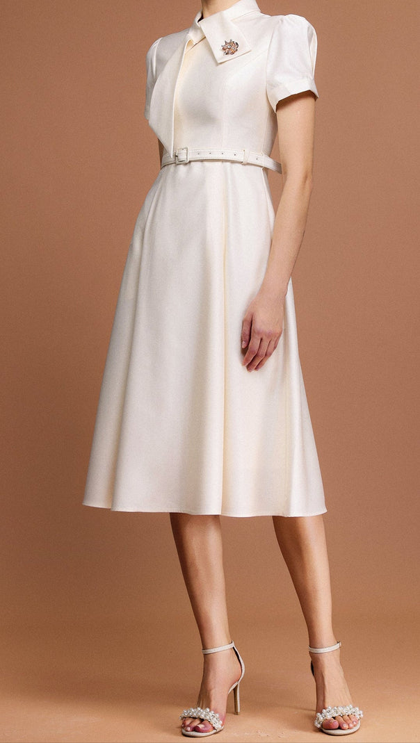 AIIZIE JOSEPHINE SHORT SLEEVES DIAMOND MIDI DRESS - product image