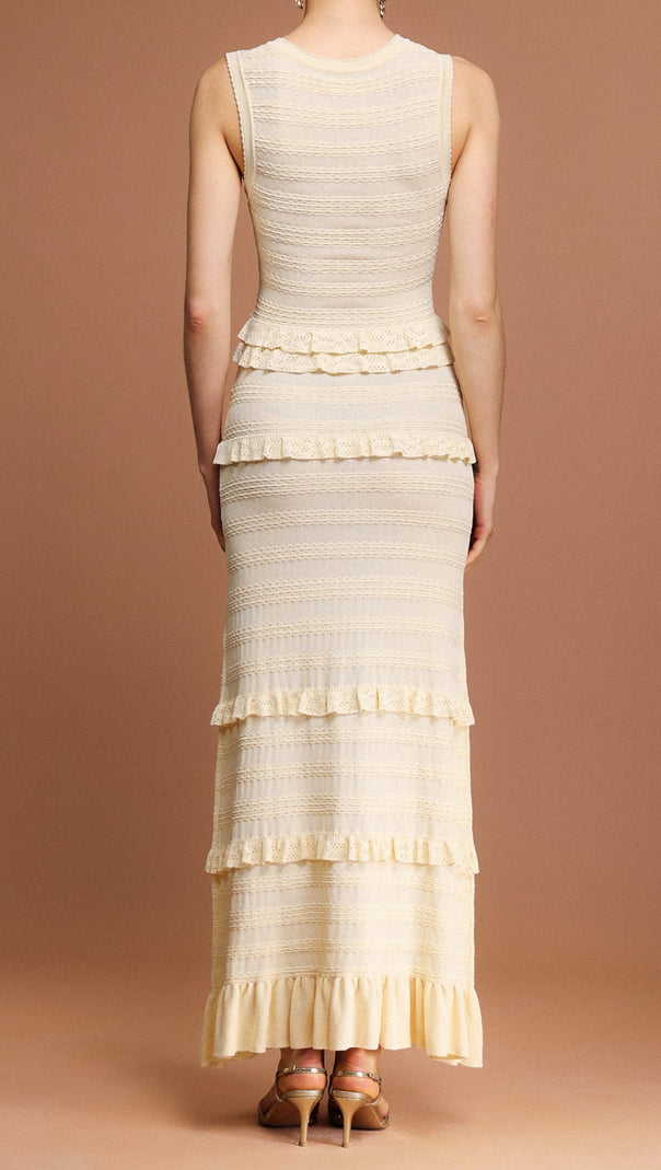 AIIZIE TRISTA ROUND NECK SLEEVELESS FOLDS MAXI DRESS - product image