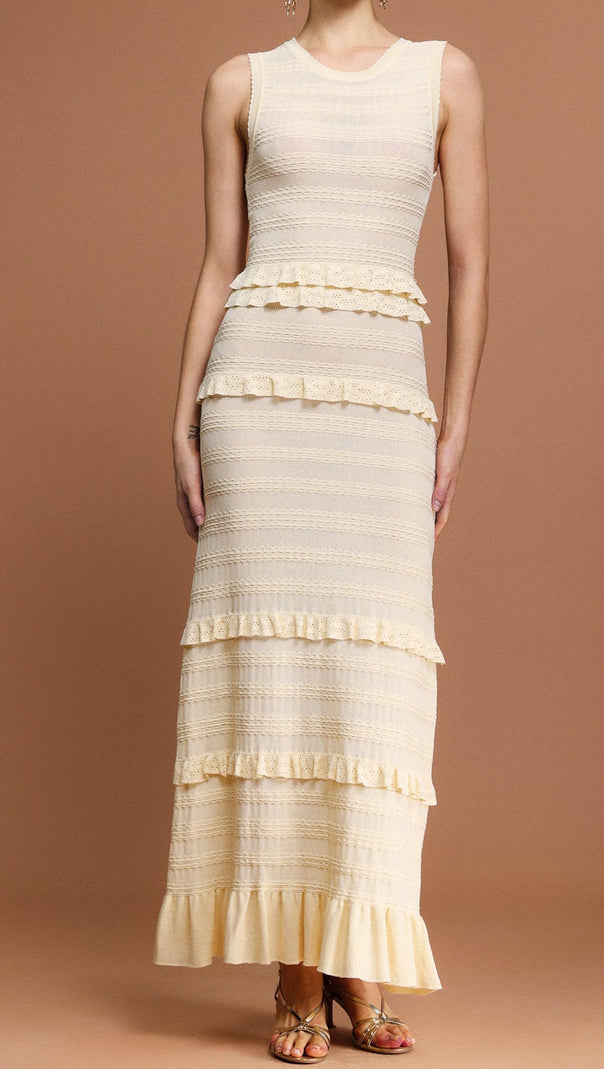 AIIZIE TRISTA ROUND NECK SLEEVELESS FOLDS MAXI DRESS - product image
