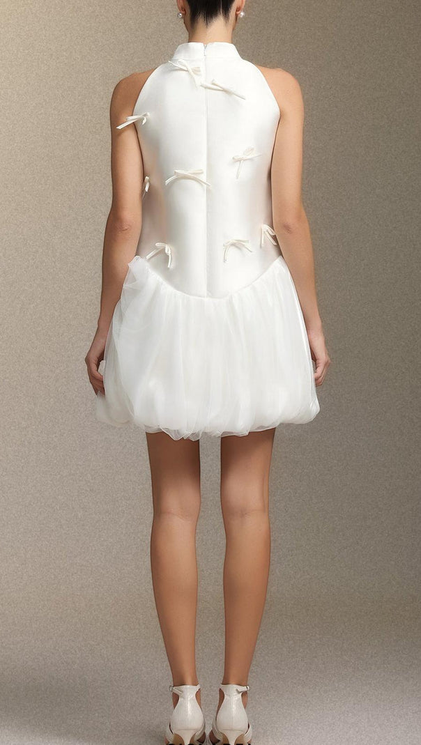 AIIZIE White Strapless Satin Puffy Mini Dress - product image