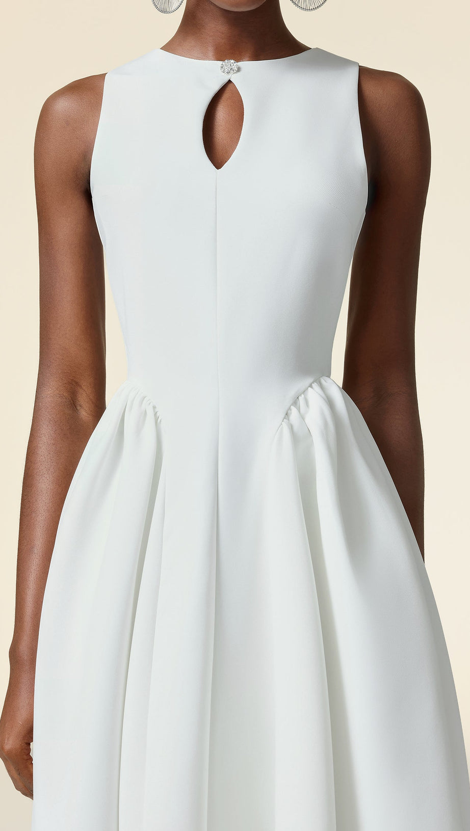 Resber white Round Neck Sleeveless Maxi Dress