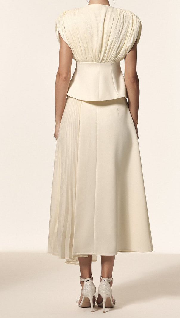 AIIZIE Harli V-Neck Sleeveless Folds Top And Skirt Two-Piece Set - product image
