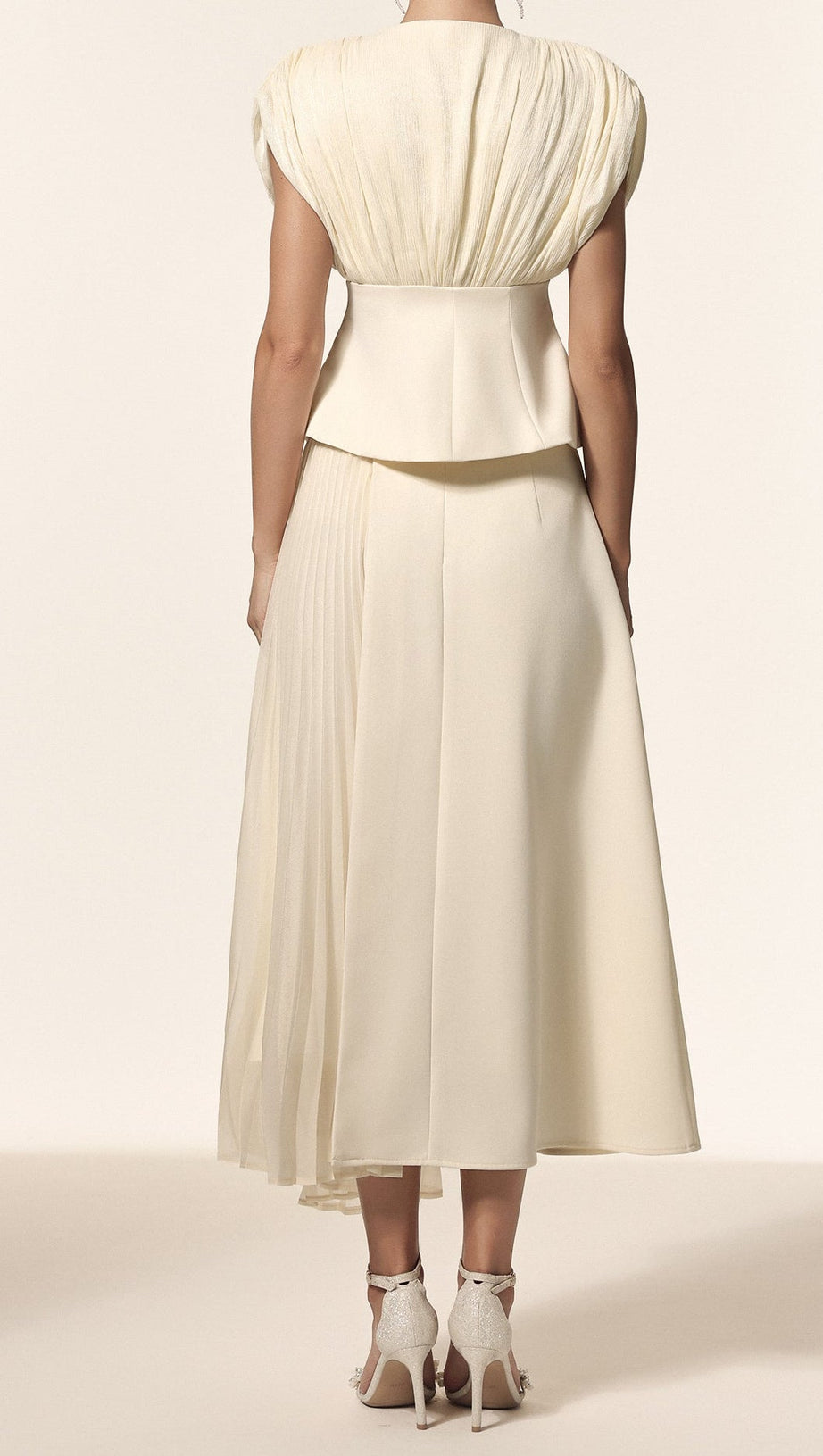 Harli V-Neck Sleeveless Folds Top And Skirt Two-Piece Set