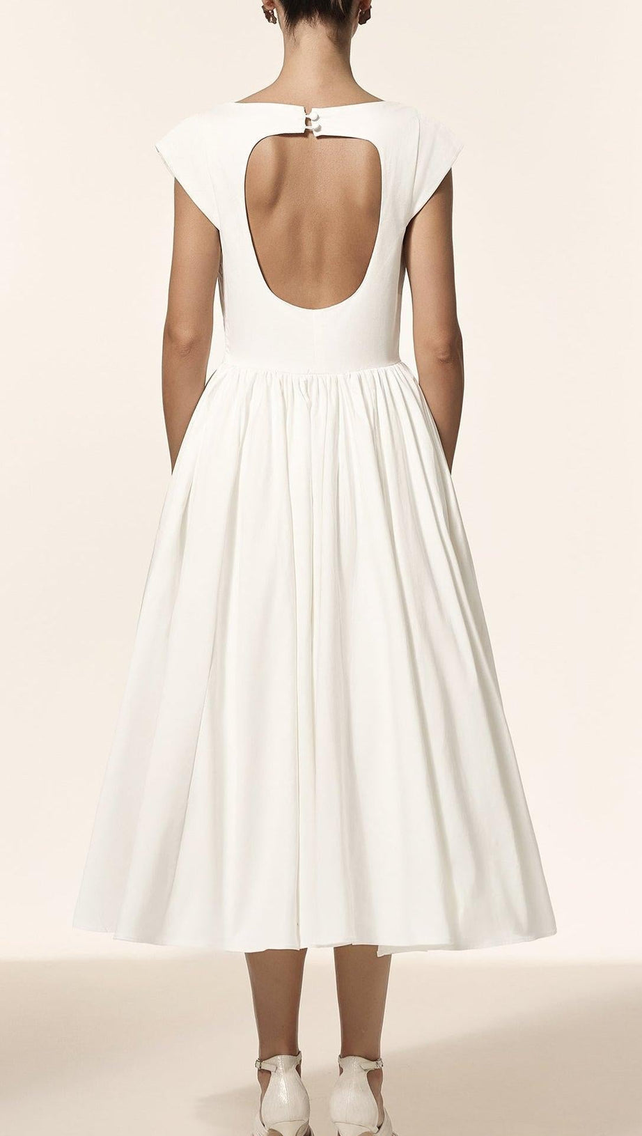 Lillian white Sleeveless Folds Midi Dress