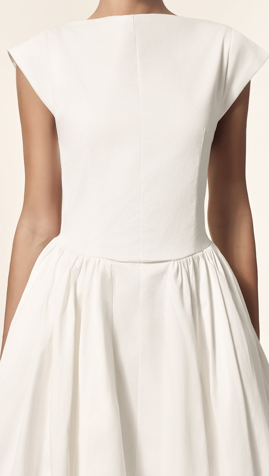 Lillian white Sleeveless Folds Midi Dress