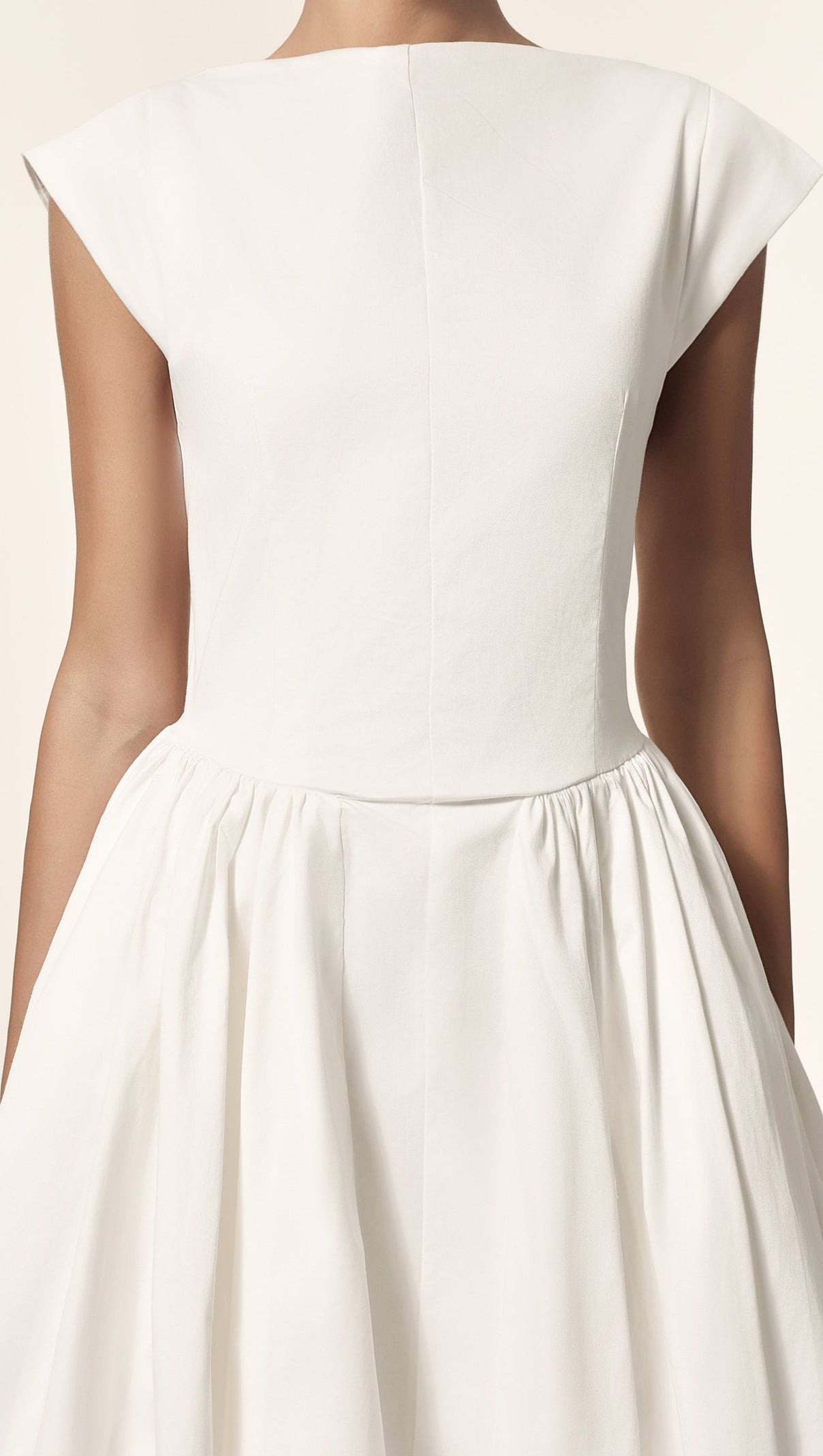 AIIZIE Lillian white Sleeveless Folds Midi Dress - product image