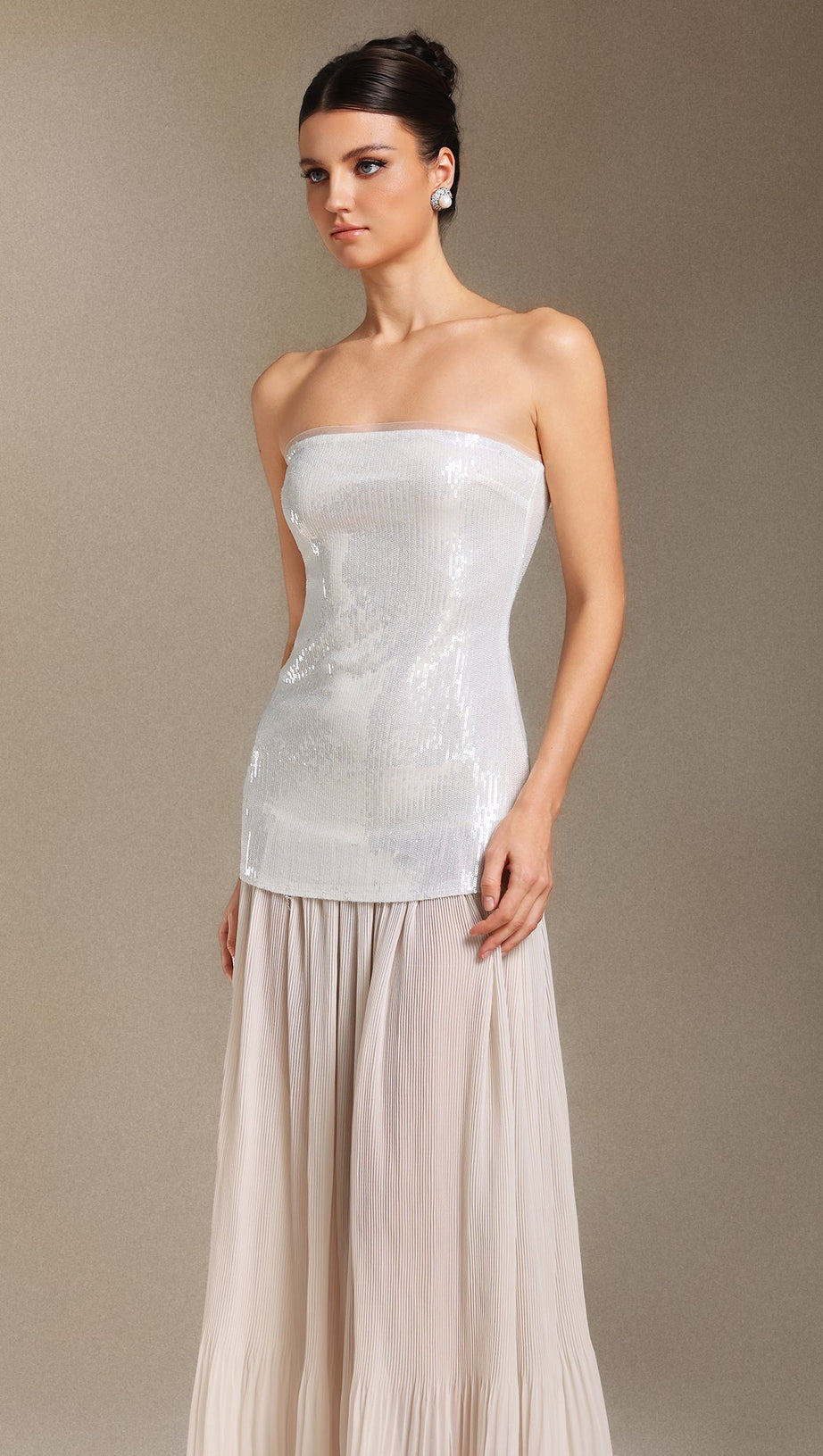 Vafa Chest smearing Sequins Chiffon maxi dress