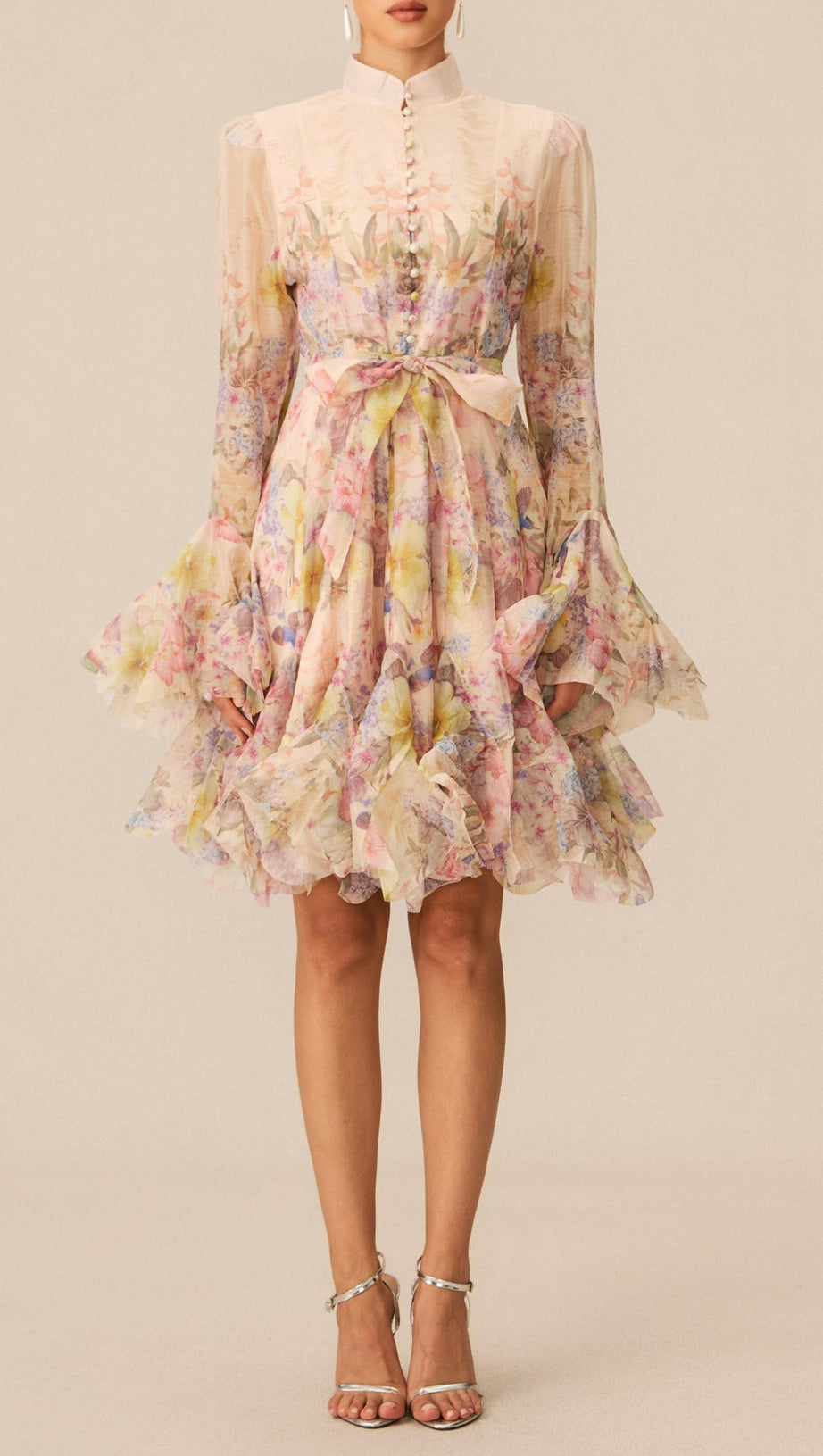 Lana Long Sleeve Chiffon Floral Mini Dress