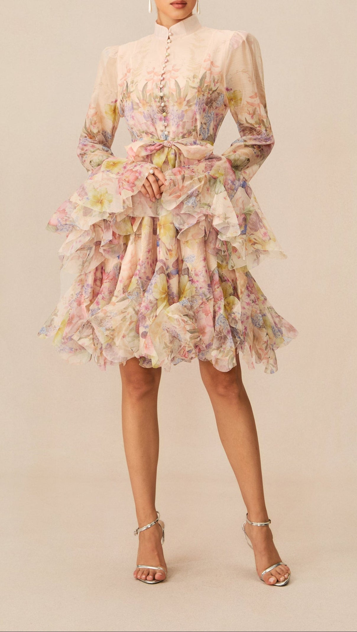 Lana Long Sleeve Chiffon Floral Mini Dress