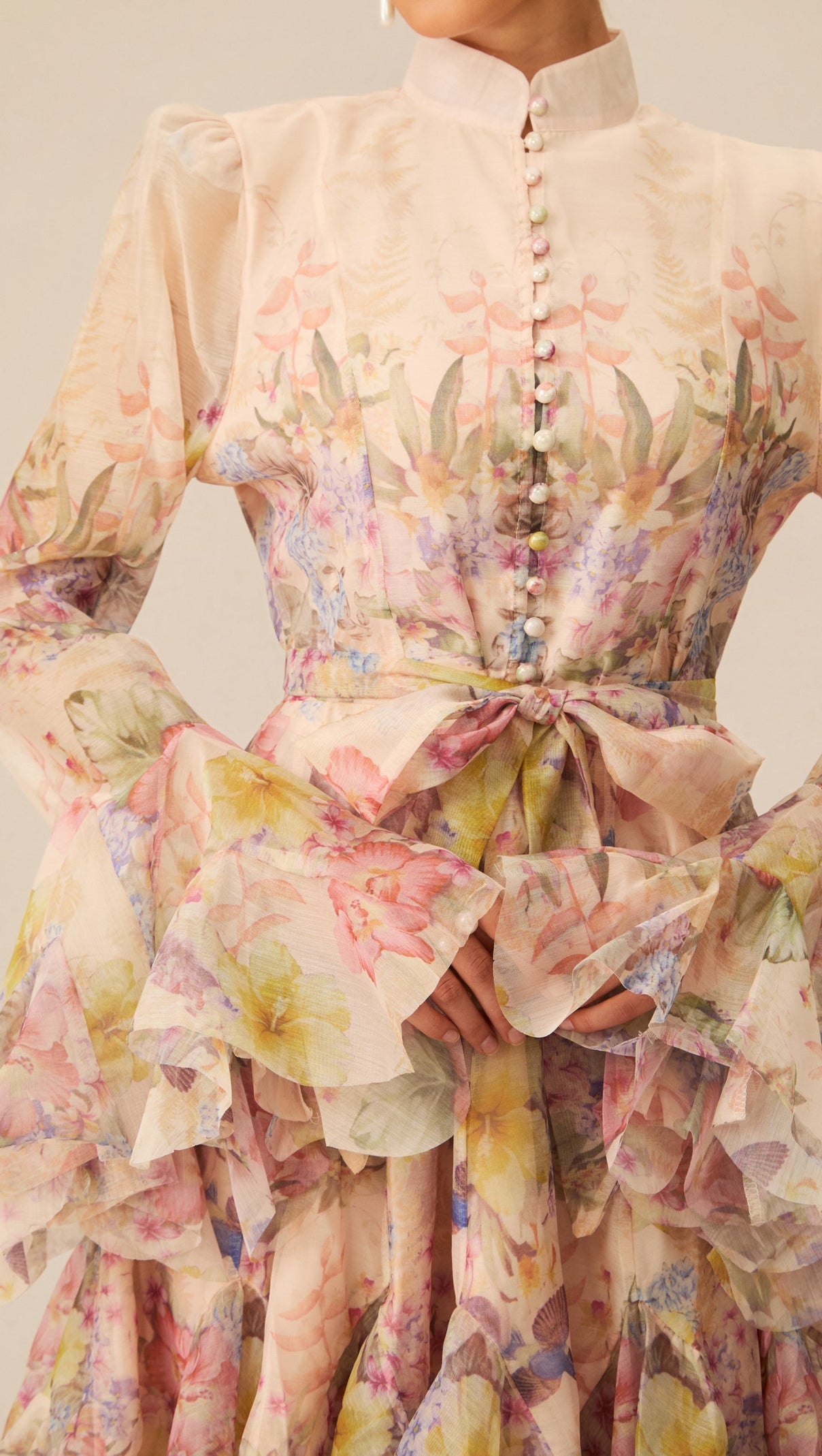 Lana Long Sleeve Chiffon Floral Mini Dress