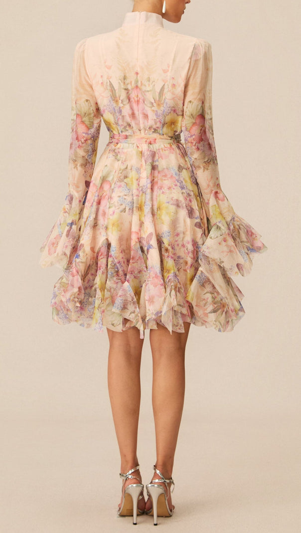 Lana Long Sleeve Chiffon Floral Mini Dress