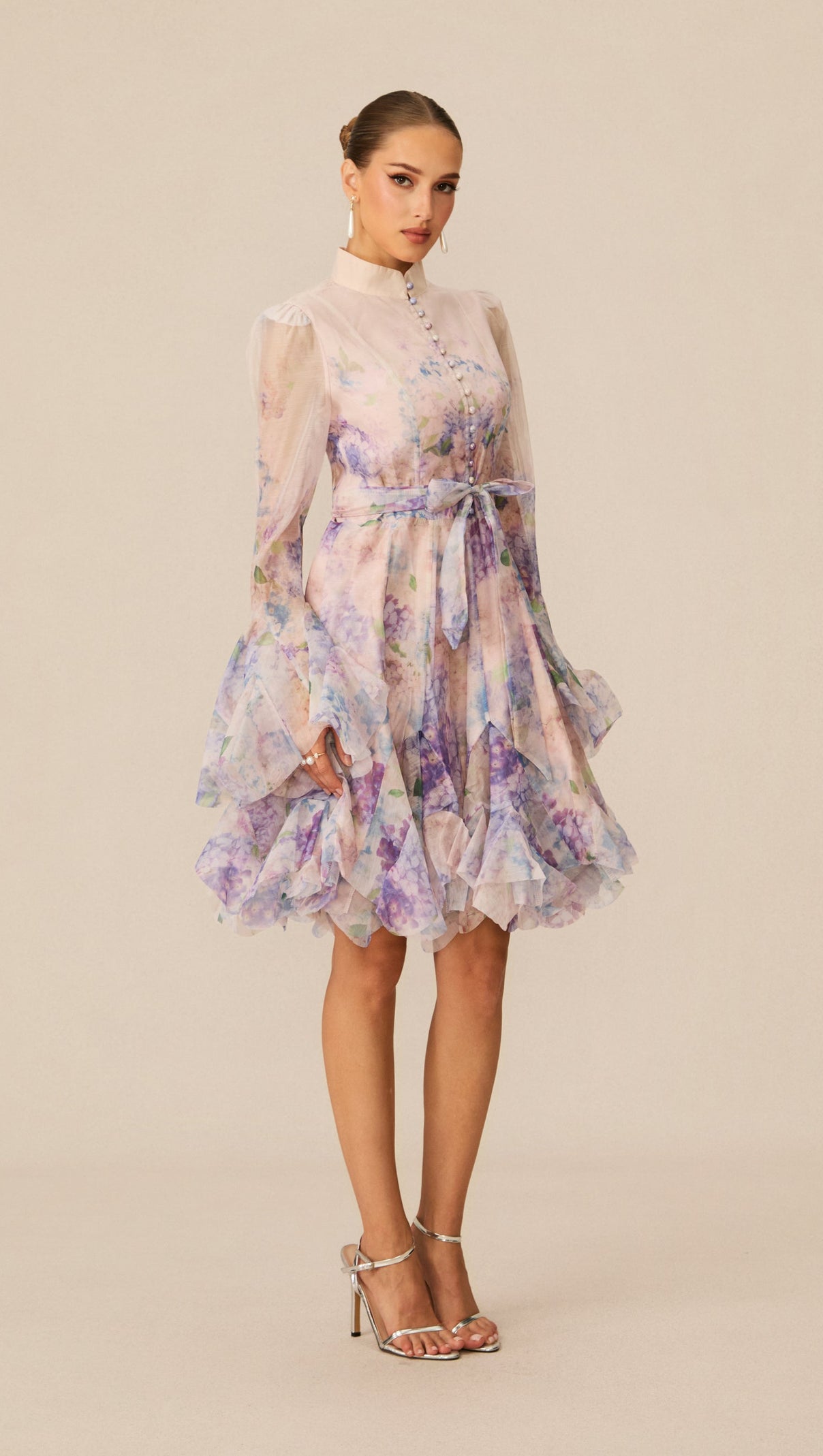 Lana Long Sleeve Chiffon Floral Mini Dress