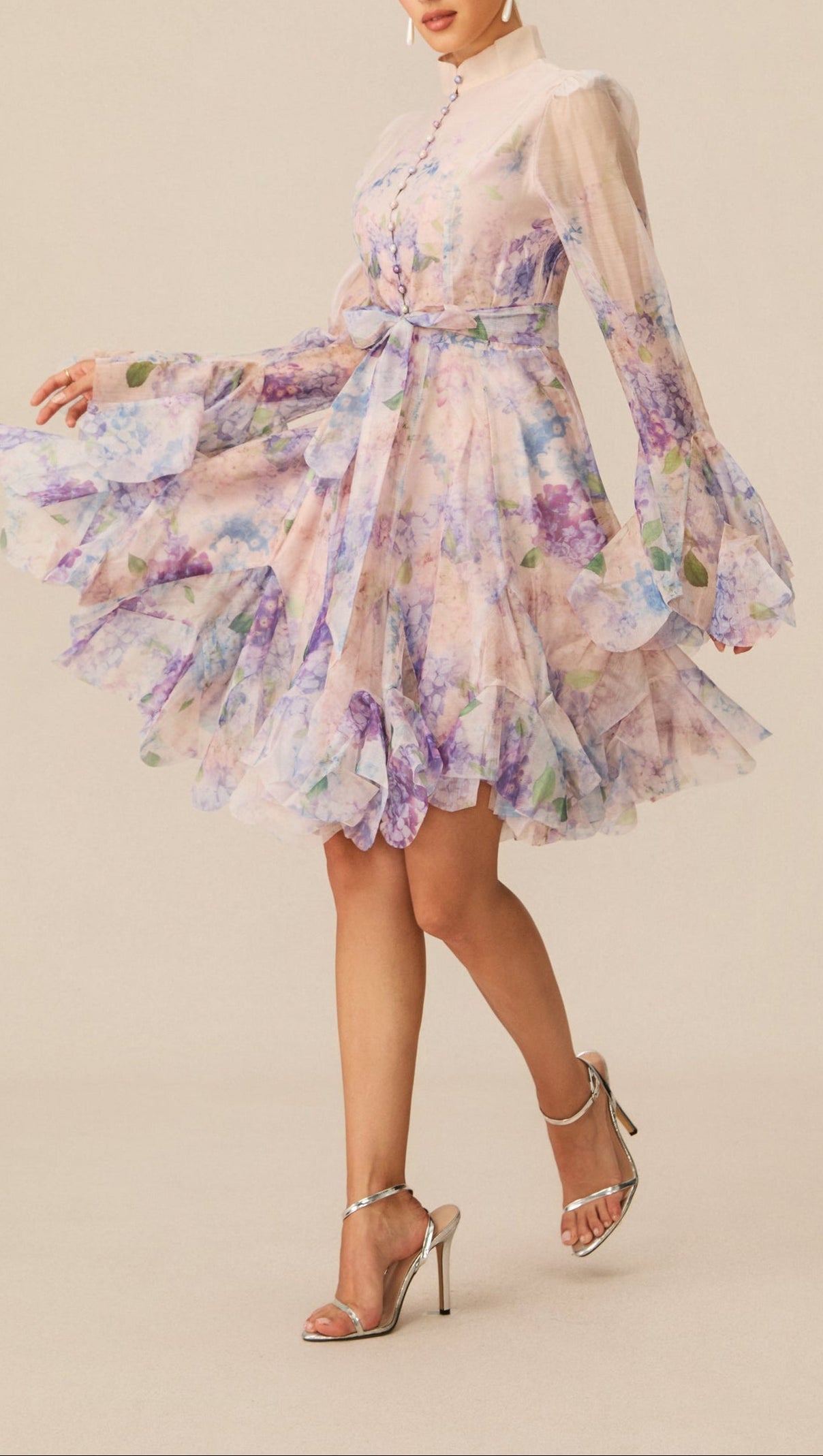 Lana Long Sleeve Chiffon Floral Mini Dress