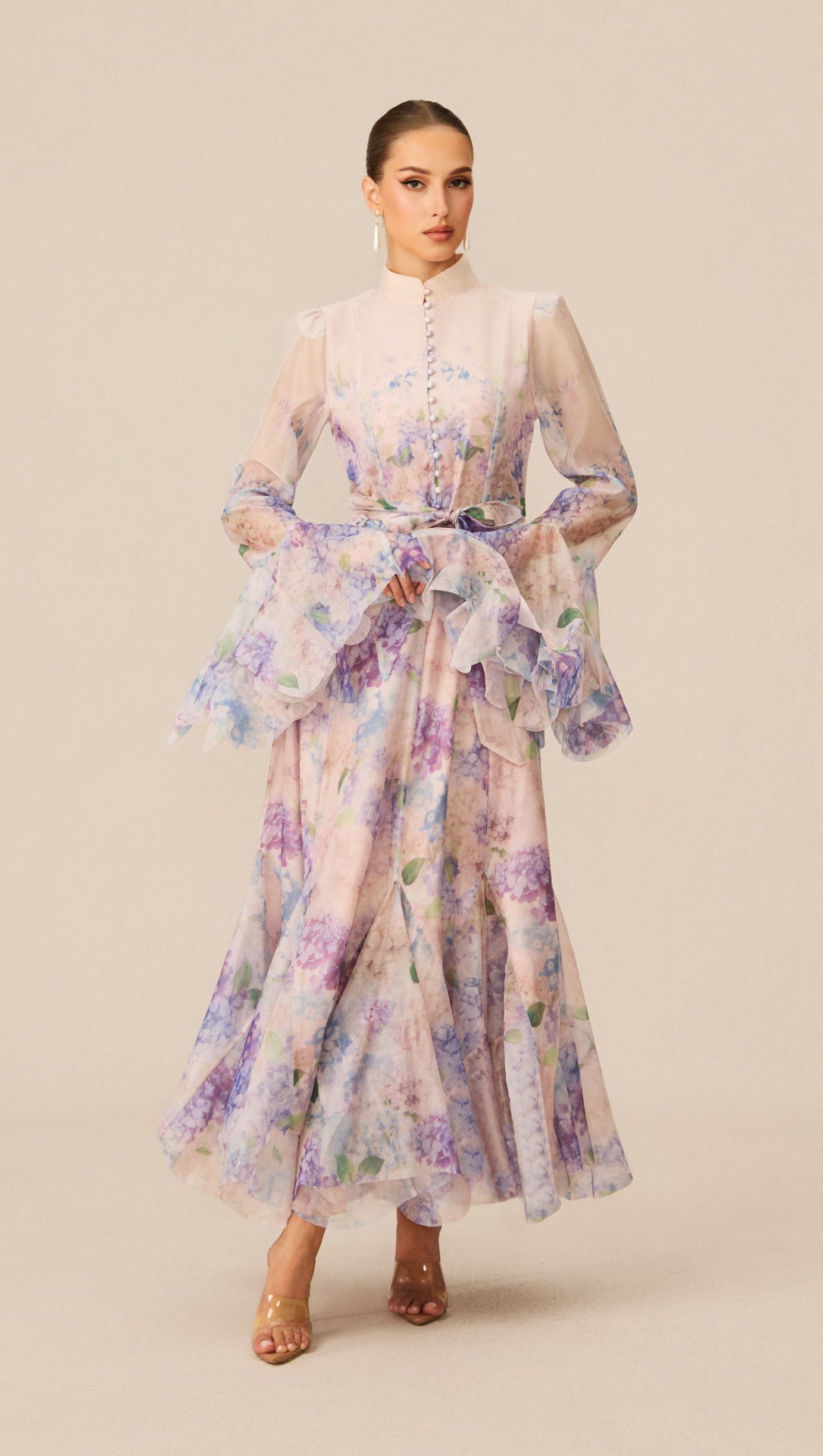 Alessia Long Sleeve Floral Mock Neck Maxi Dress
