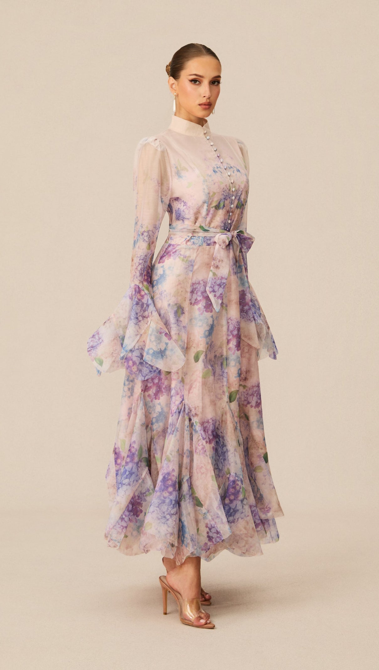 Alessia Long Sleeve Floral Mock Neck Maxi Dress