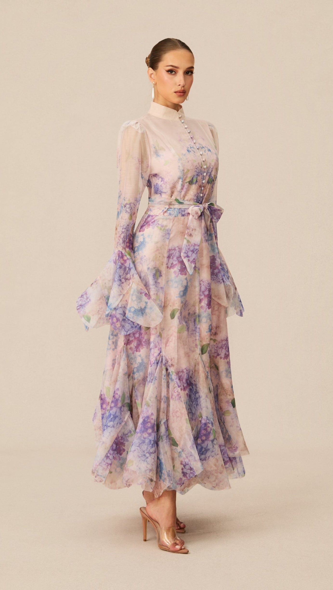 Alessia Long Sleeve Floral Mock Neck Maxi Dress
