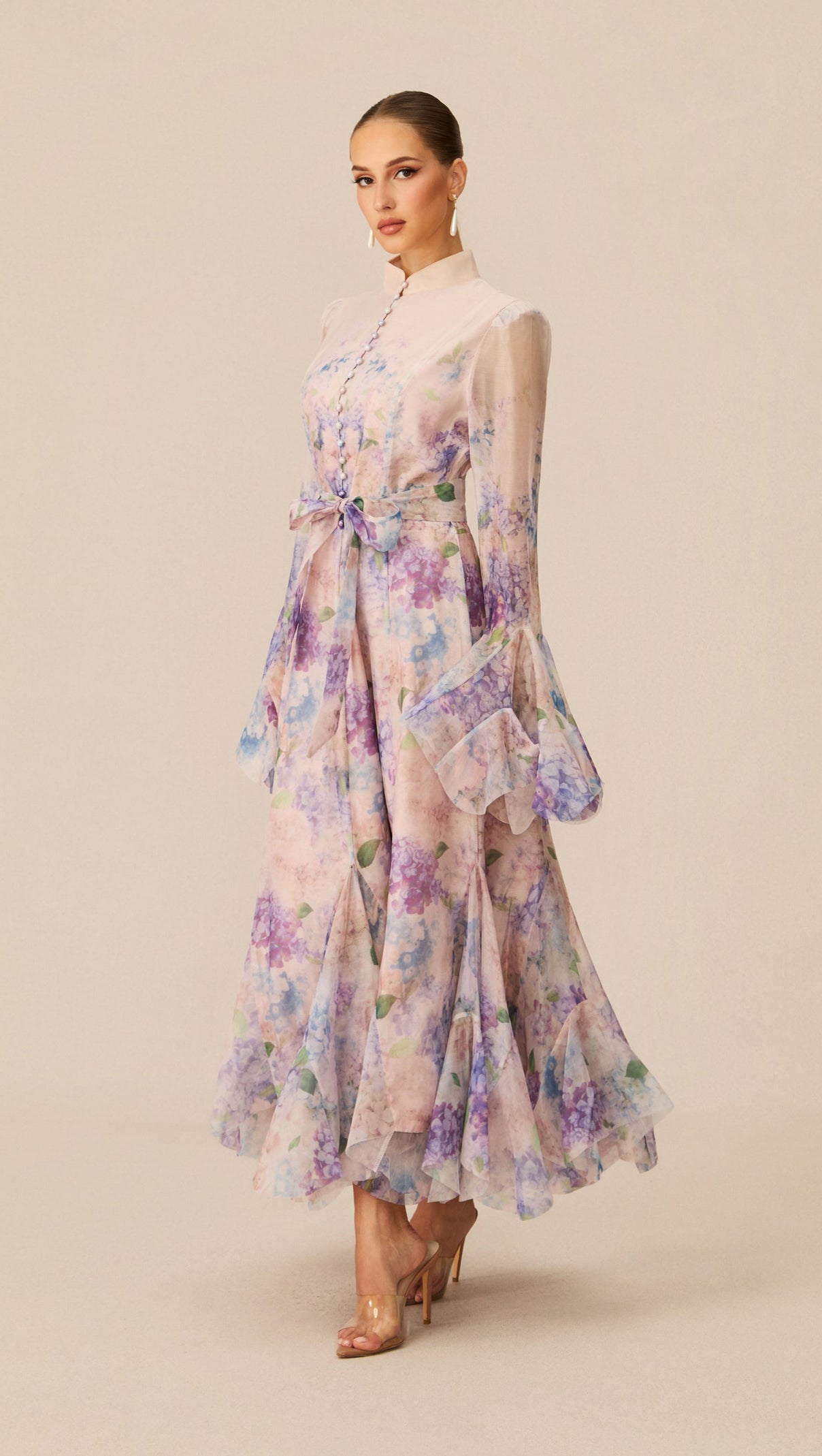 Alessia Long Sleeve Floral Mock Neck Maxi Dress