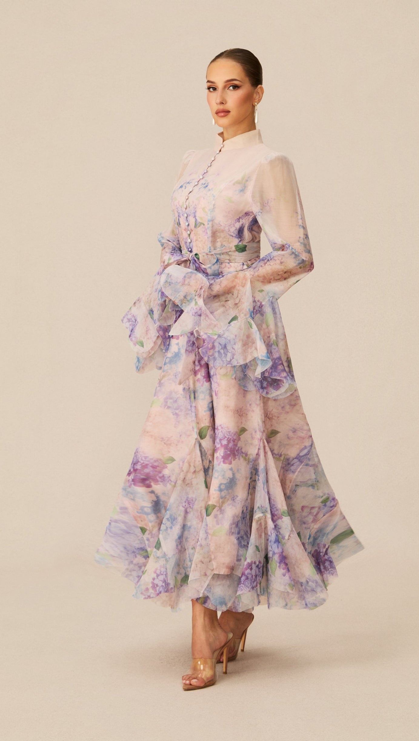 Alessia Long Sleeve Floral Mock Neck Maxi Dress