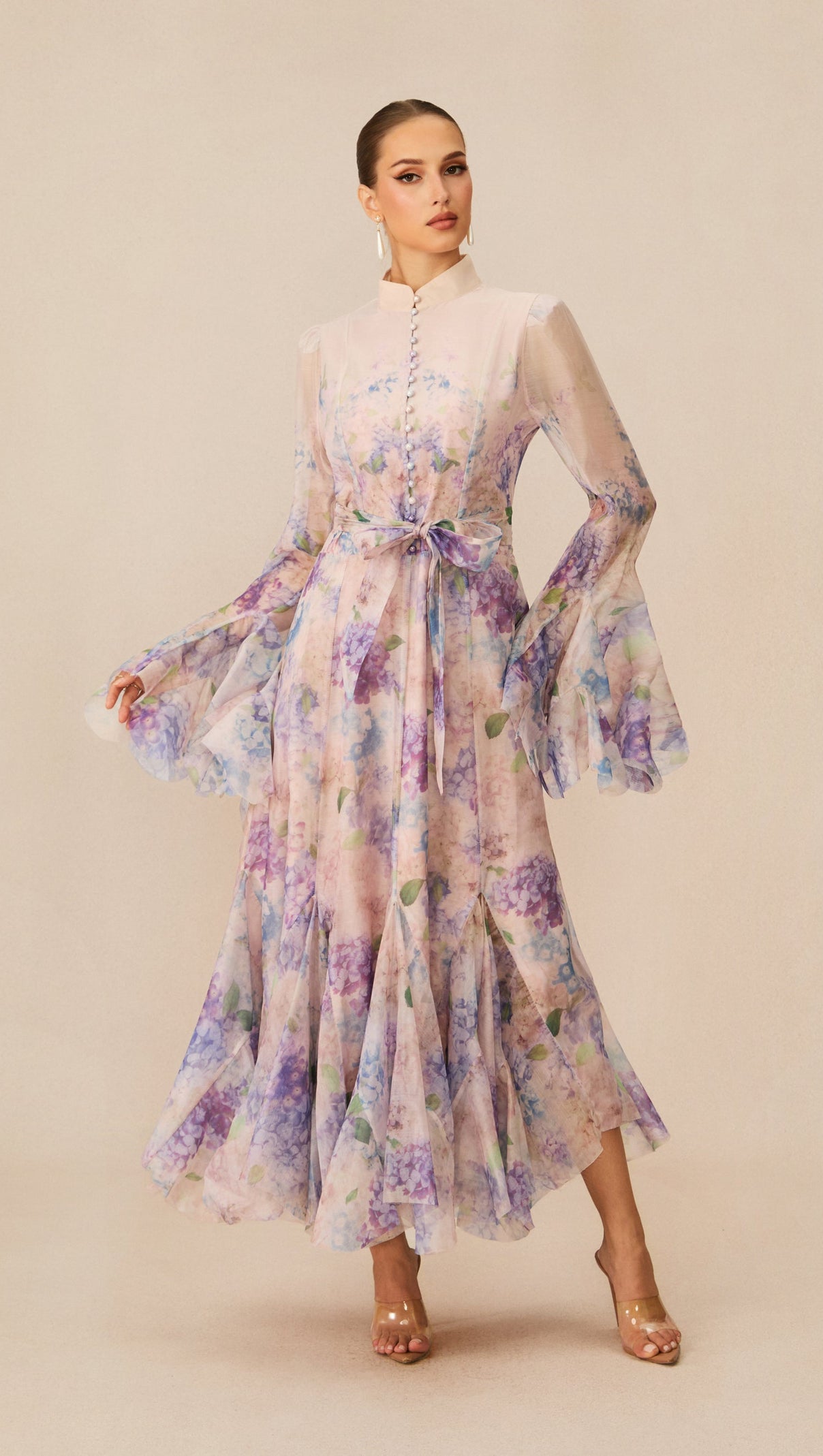 Alessia Long Sleeve Floral Mock Neck Maxi Dress