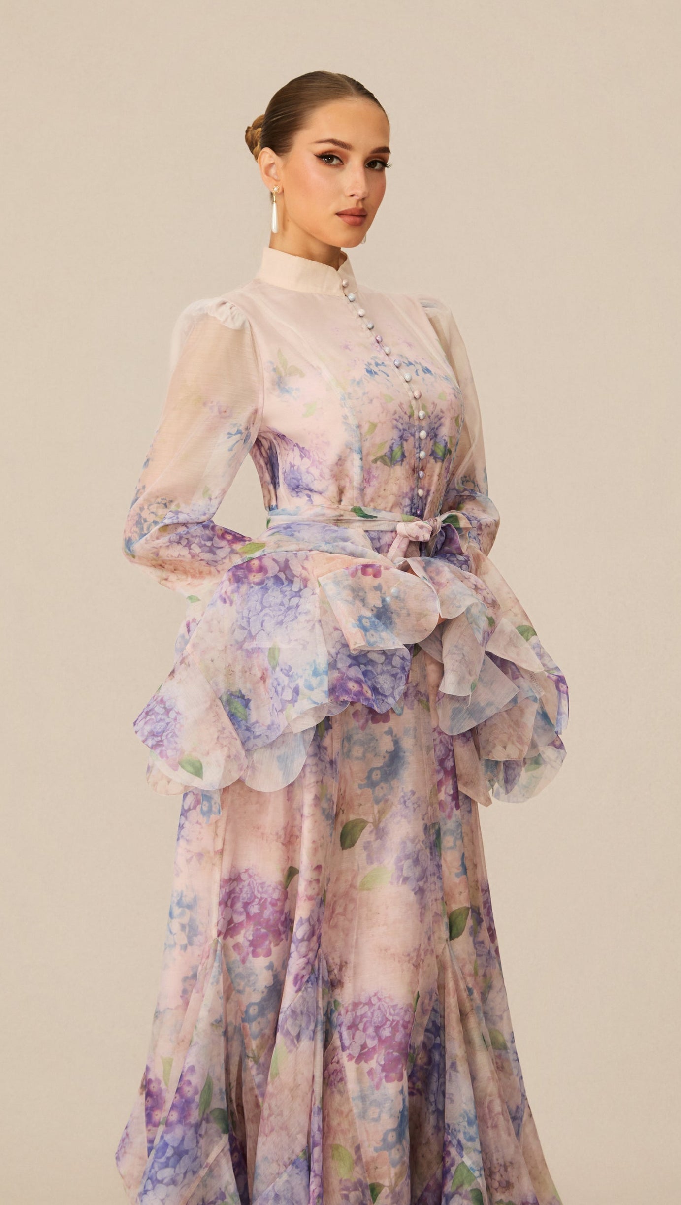Alessia Long Sleeve Floral Mock Neck Maxi Dress