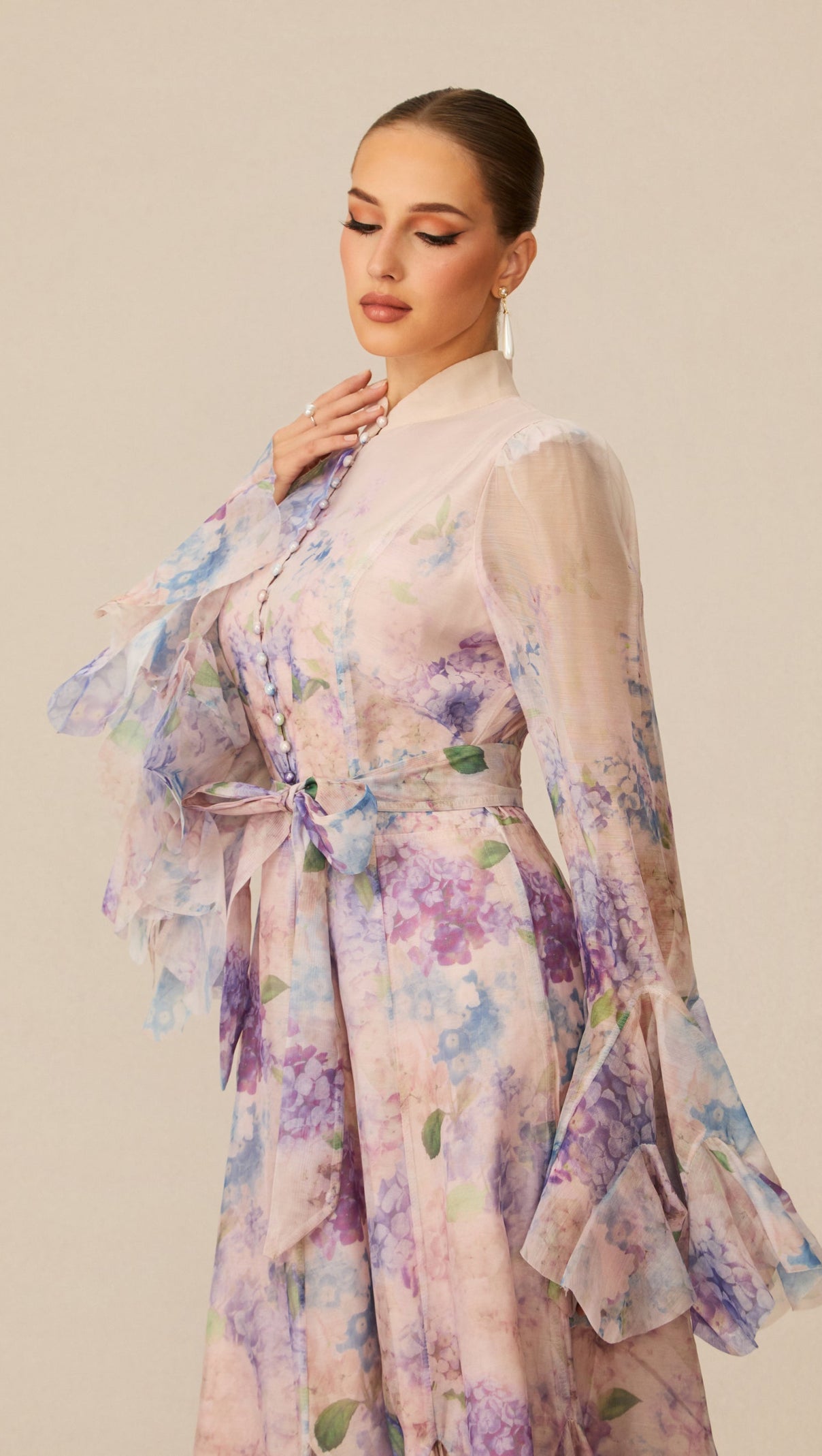 Alessia Long Sleeve Floral Mock Neck Maxi Dress