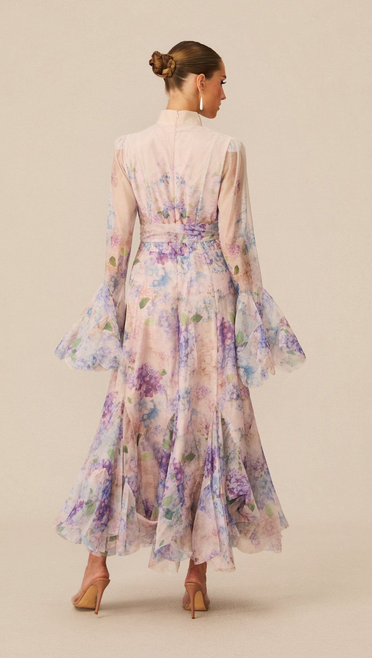 Alessia Long Sleeve Floral Mock Neck Maxi Dress