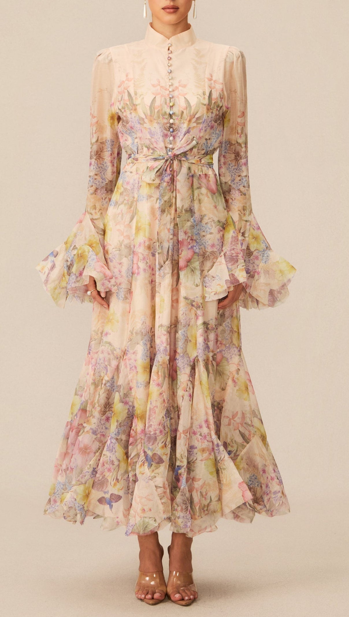 Alessia Long Sleeve Floral Mock Neck Maxi Dress
